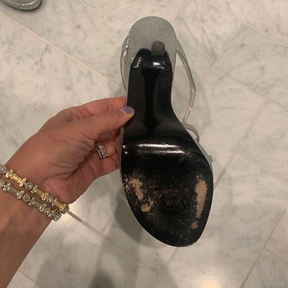 STUART WEITZMAN🤍Silver glitter platform slingback - Picture 8 of 16